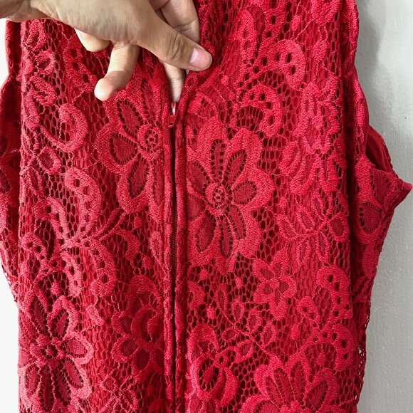 BCX Dress Red Halter Lace Dress Size 7 - Picture 7 of 8